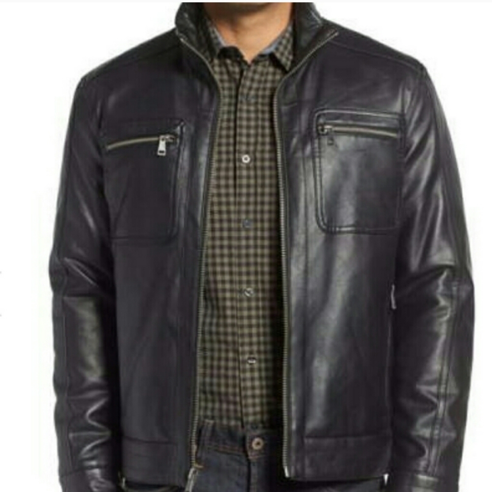 Men's Quilted Faux Leather Jacket